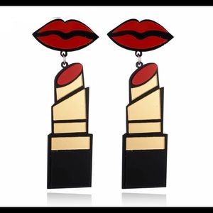 Lipstick Earrings Red